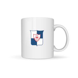 Taza blanca con logo Old Mackayans